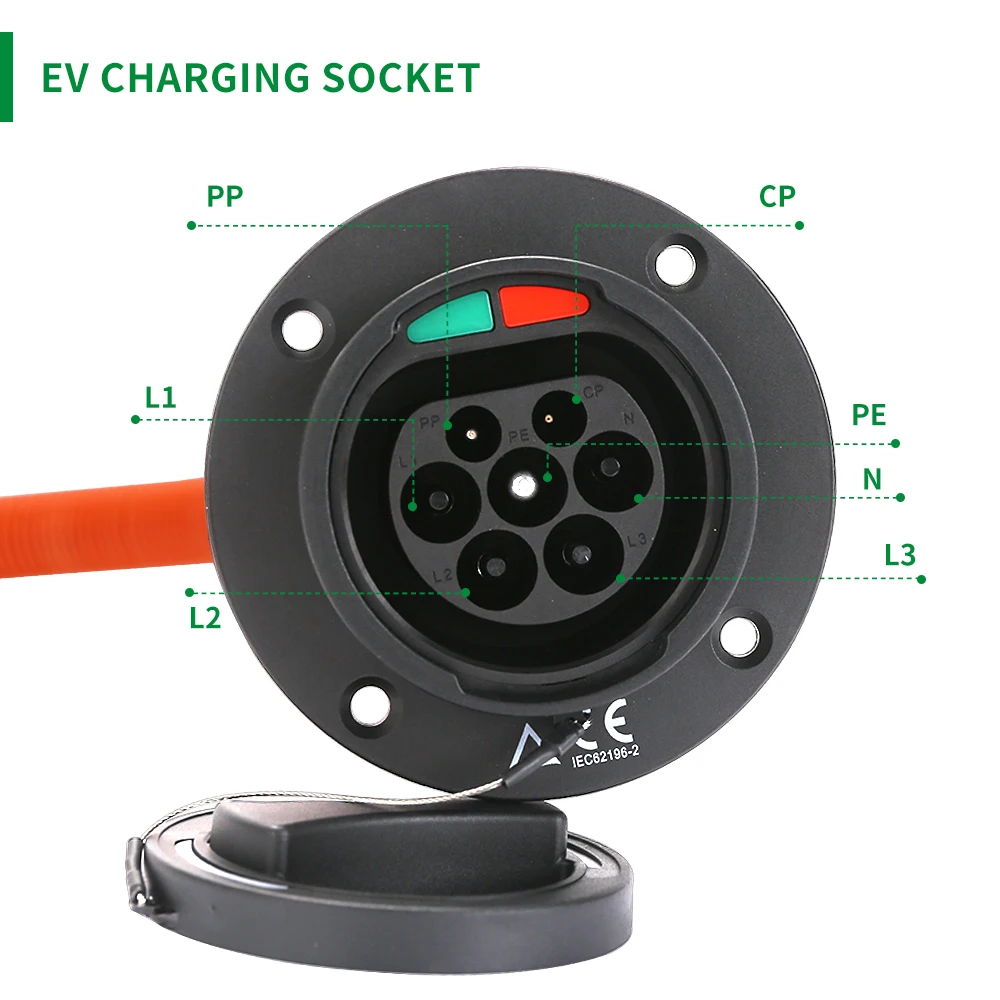 Type 2 IEC621962 EV Car Side Socket Chargin 32A 220V-240V for Electric Vehicle Compatible All IEC 62196-2 Charger
Type 2 IEC621962 EV Car Side Socket Chargin 32A 220V-240V for Electric Vehicle Compatible All IEC 62196-2 Charger