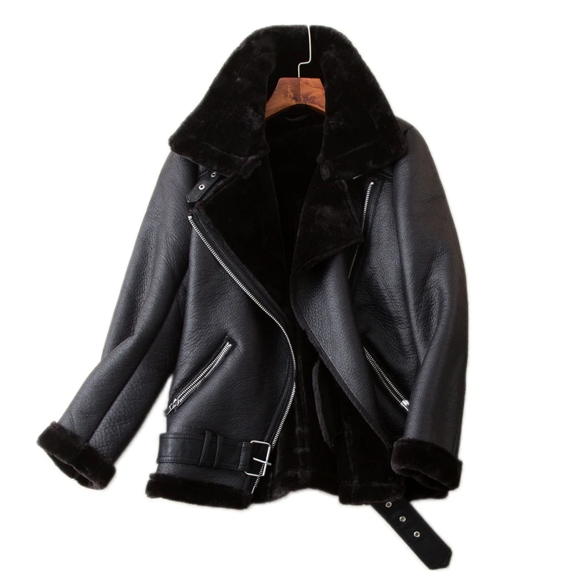 Winter Coats Women Thickness Faux Leather Fur Sheepskin Female Fur Leather Jacket Aviator Outwear Casaco Feminino
Winter Coats Women Thickness Faux Leather Fur Sheepskin Female Fur Leather Jacket Aviator Outwear Casaco Feminino