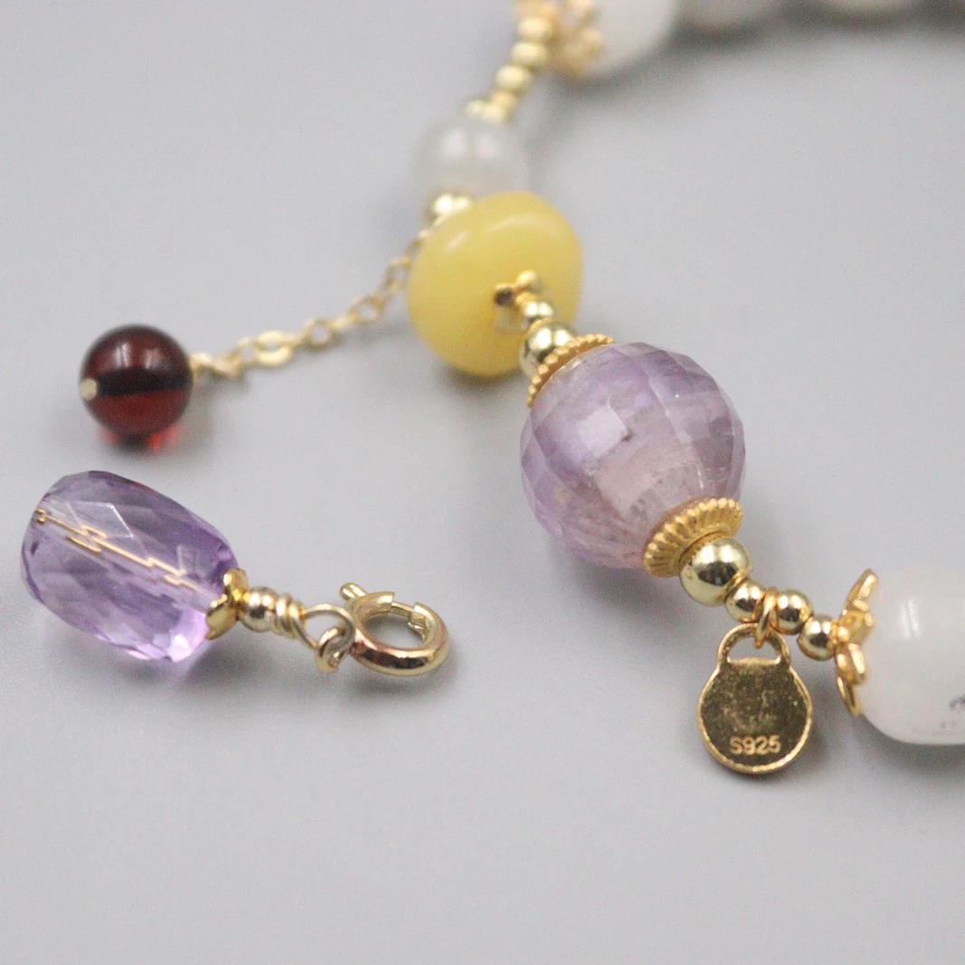 Natural Green Jade Bead Bracelet For Women Female Many Treasures Charms Amber Beads Tourmaline Purple Bracelet 16-17cmL
Natural Green Jade Bead Bracelet For Women Female Many Treasures Charms Amber Beads Tourmaline Purple Bracelet 16-17cmL