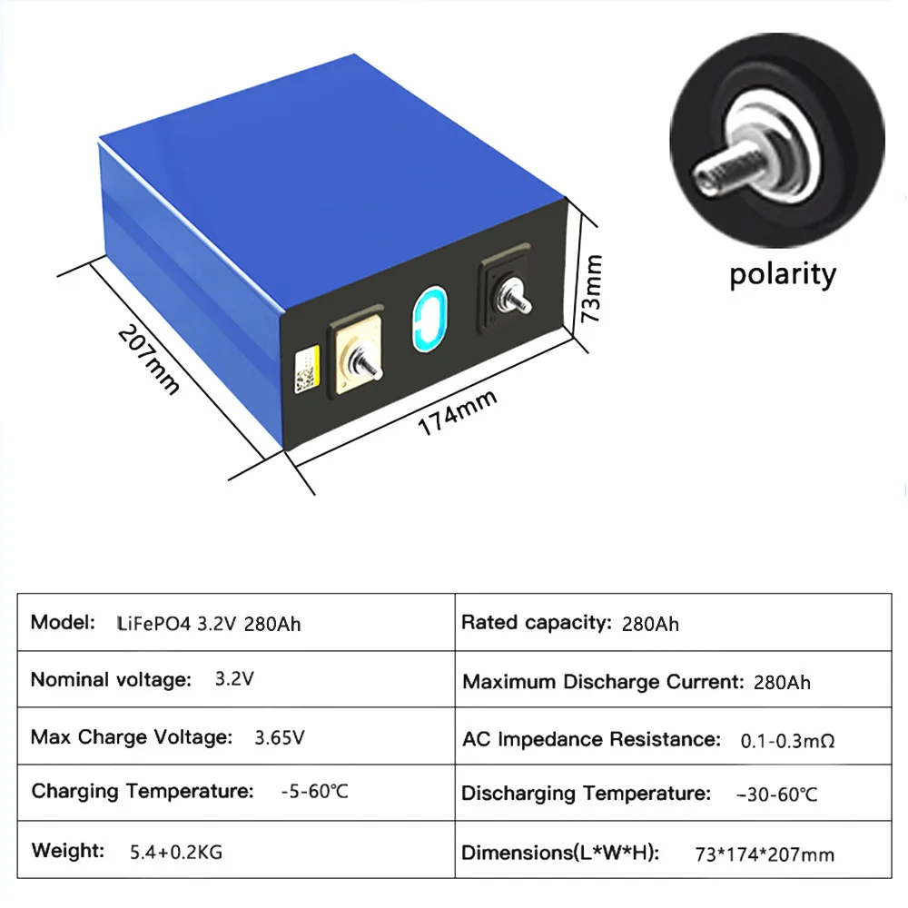 4pcs LiitoKala 3.2V 280Ah lifepo4 battery DIY 12V 48V 280AH Rechargeable battery pack for Electric car RV Solar Energy Tax Free
4pcs LiitoKala 3.2V 280Ah lifepo4 battery DIY 12V 48V 280AH Rechargeable battery pack for Electric car RV Solar Energy Tax Free