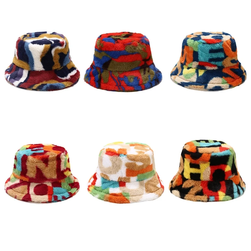 Foldable Faux Fur Fisherman Hat Letter Print Bucket Hat Creative Winter Warm Hat Colorful Large Brim (Multicolor)
Foldable Faux Fur Fisherman Hat Letter Print Bucket Hat Creative Winter Warm Hat Colorful Large Brim (Multicolor)