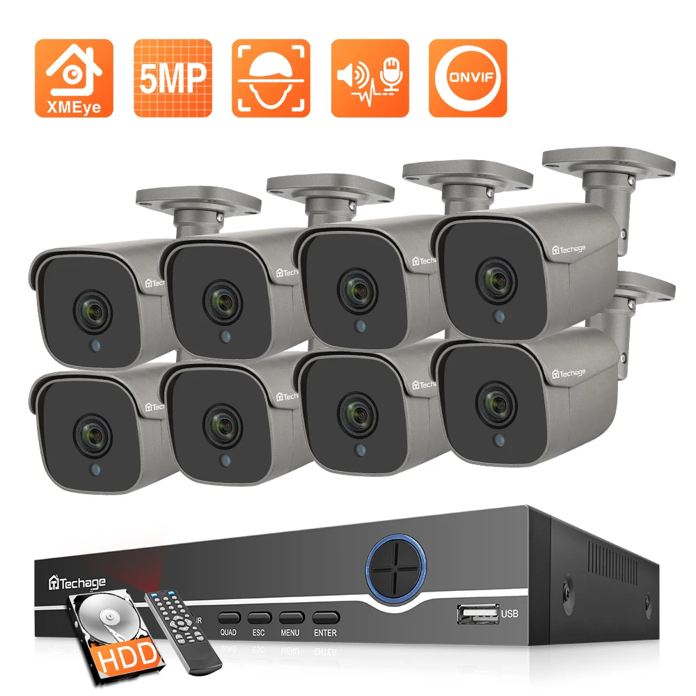 HD 5MP IP Camera Set H.265 CCTV System 8CH POE NVR Kit Outdoor Waterproof Surveillance Camera P2P Video Audio Recorder
HD 5MP IP Camera Set H.265 CCTV System 8CH POE NVR Kit Outdoor Waterproof Surveillance Camera P2P Video Audio Recorder
