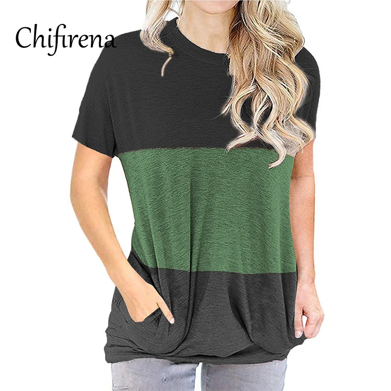 Chifirena Summer Women T-Shirt Short-Sleeve Patchwork Tops with Pocket Casual Pullover Loose Tees Female O Neck Leisure T-shirt
Chifirena Summer Women T-Shirt Short-Sleeve Patchwork Tops with Pocket Casual Pullover Loose Tees Female O Neck Leisure T-shirt
