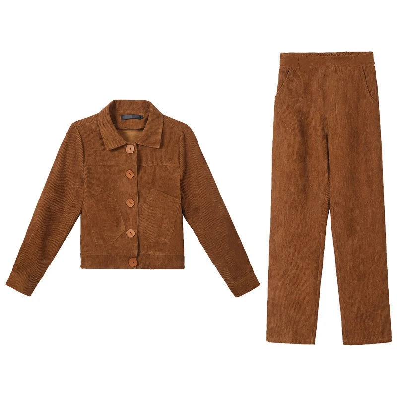 Korean Pocket Loose New Two Piece Set Casual Brief Single Breasted 2 Pcs Set High Waist Corduroy Women's Sets
Korean Pocket Loose New Two Piece Set Casual Brief Single Breasted 2 Pcs Set High Waist Corduroy Women's Sets