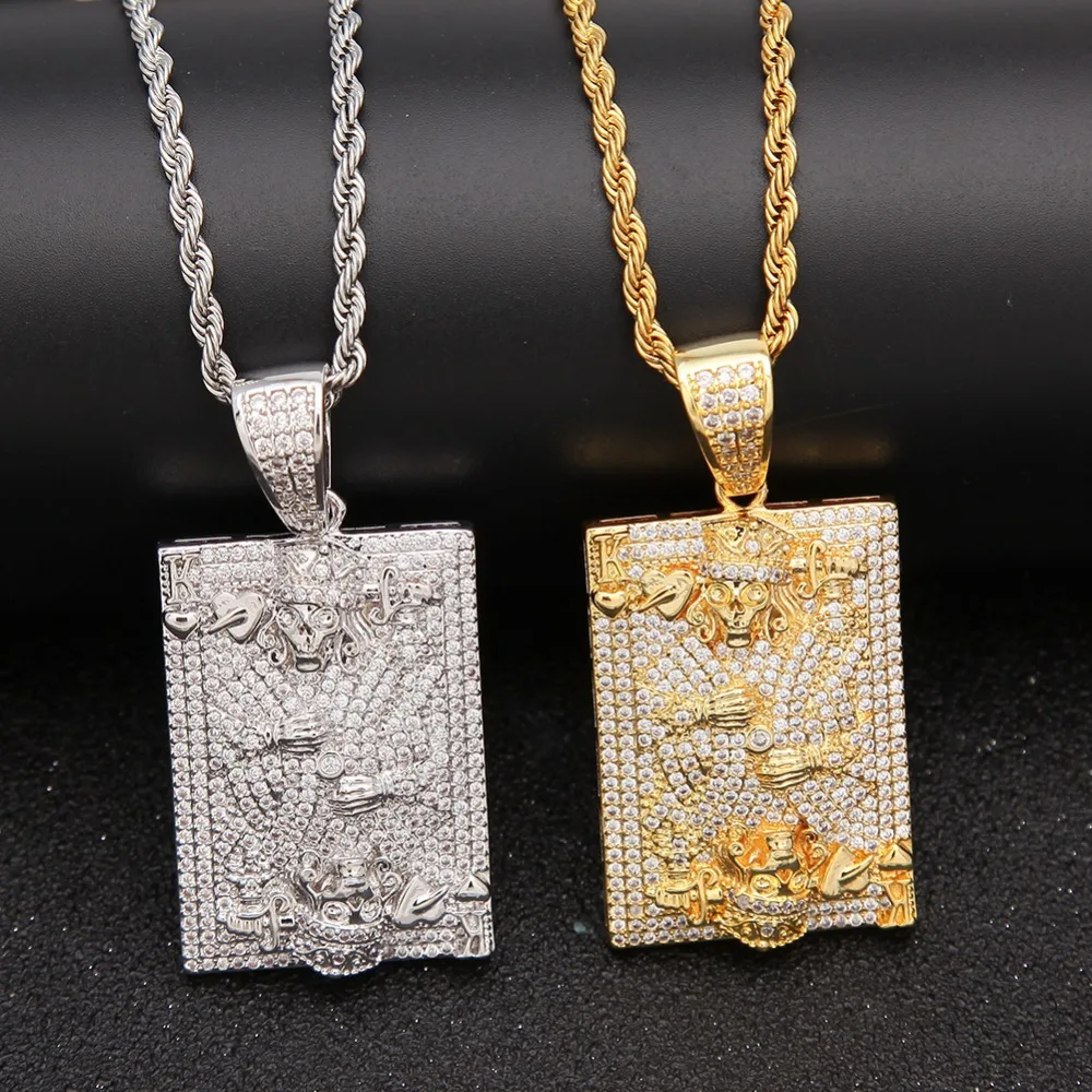 Heart K Poker Necklace For Men Bling Bling Cubic Zirconia Pendant &Chain Gold Silver Color Hiphop Jewelry Drop Shipping
Heart K Poker Necklace For Men Bling Bling Cubic Zirconia Pendant &Chain Gold Silver Color Hiphop Jewelry Drop Shipping