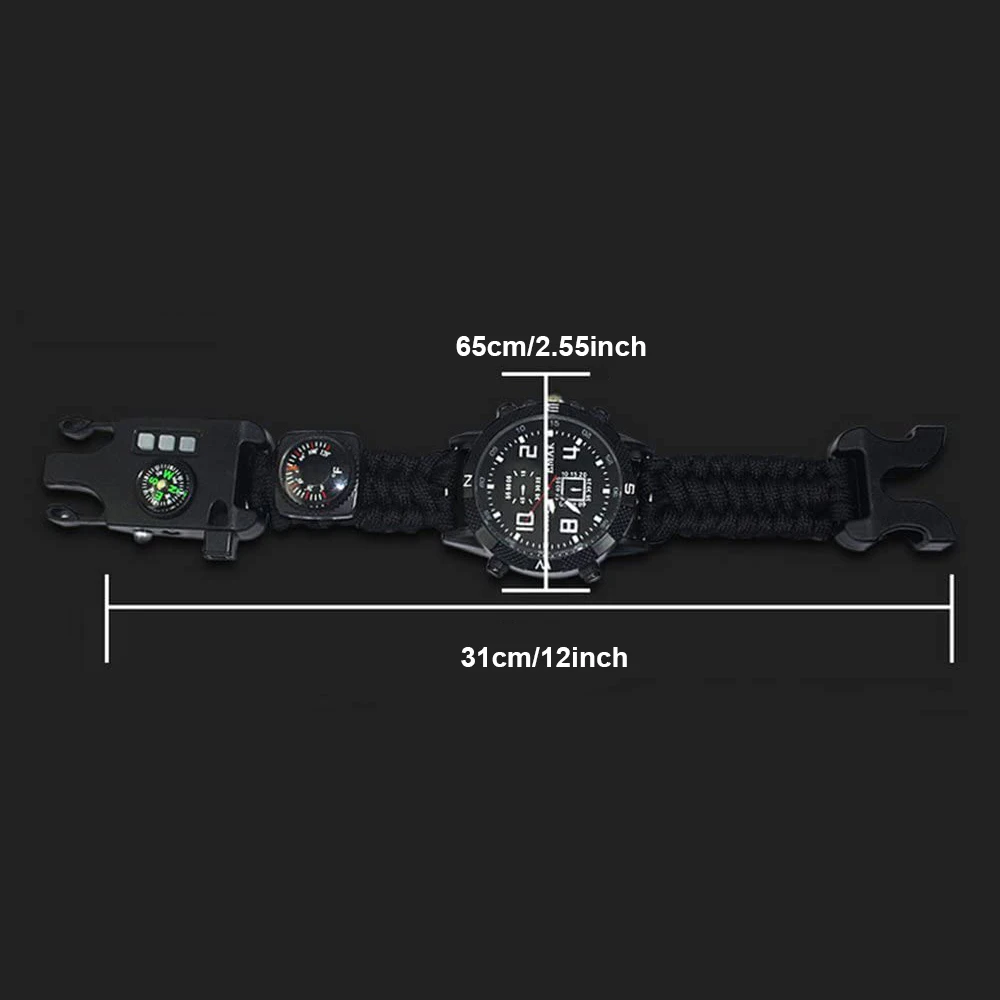Tactical Outdoor Emergency Survival Multifunction Watch Flashlight Infrared Purple Light Watch Compass Mountaineering Watch
Tactical Outdoor Emergency Survival Multifunction Watch Flashlight Infrared Purple Light Watch Compass Mountaineering Watch