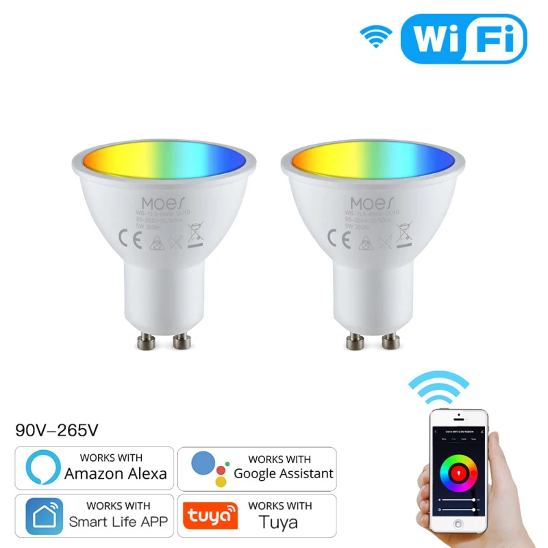 Tuya GU10 WiFi Smart Light Spotlight LED Bulbs RGBCW 5W Dimmable Lamps Smart Life Remote Contro Work With Alexa Google Home
Tuya GU10 WiFi Smart Light Spotlight LED Bulbs RGBCW 5W Dimmable Lamps Smart Life Remote Contro Work With Alexa Google Home