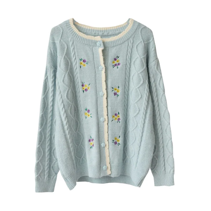 Spring/autumn Knitted Cardigan O-neck Embroidered Floral Sweater Jacket Short Sweet and Lovely Pastoral Short Casual Jacket Coat
Spring/autumn Knitted Cardigan O-neck Embroidered Floral Sweater Jacket Short Sweet and Lovely Pastoral Short Casual Jacket Coat