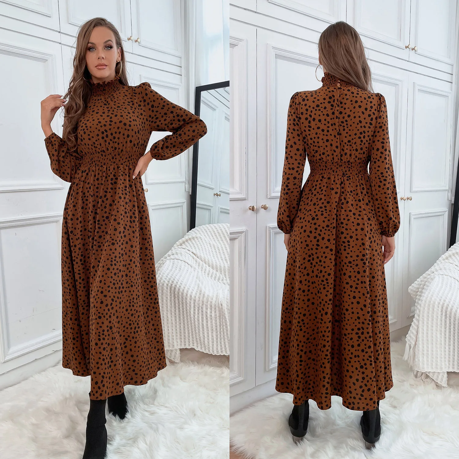 Women Autumn Winter Fashion Lantern Long Sleeve Big Pendulum Tunics Dresses Slim Fit Basic Pullover Leopard Printing Long Dress
Women Autumn Winter Fashion Lantern Long Sleeve Big Pendulum Tunics Dresses Slim Fit Basic Pullover Leopard Printing Long Dress