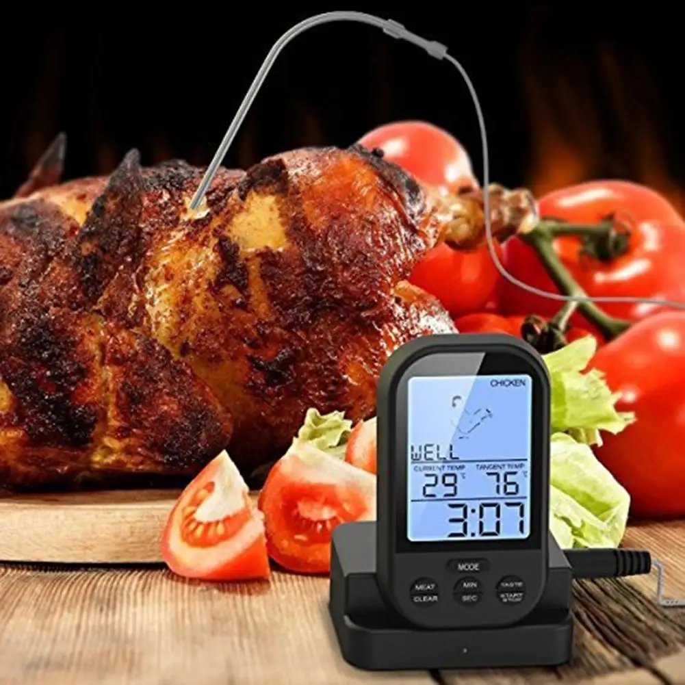 

Wireless BBQ Thermometer digital Thermometers Timer Oven Grill Meat Cooking Remote Barbecue Meter Household Probe Kitchen Tool