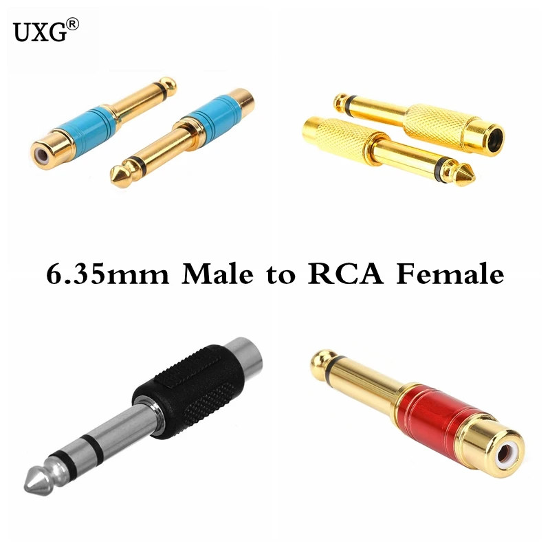 Позолоченный аудиоразъем RCA Jack 6 35 мм моно штекер к rca кабелю для колонок адаптер с