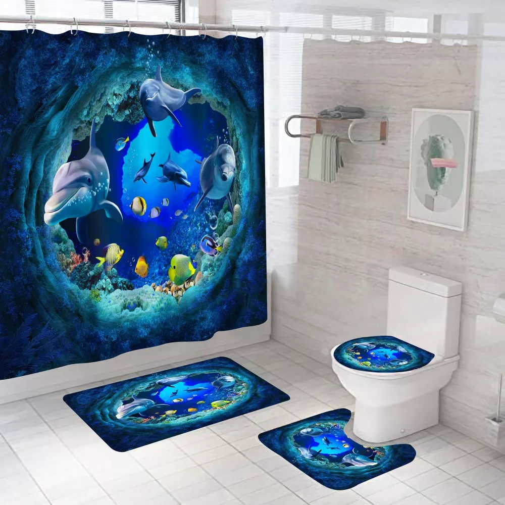 Cute Sea Animal Shower Curtain Dolphin Blue Fish With Non Slip Rug Mat Bathroom Curtains Waterproof Polyester Home Decor 180x180
Cute Sea Animal Shower Curtain Dolphin Blue Fish With Non Slip Rug Mat Bathroom Curtains Waterproof Polyester Home Decor 180x180