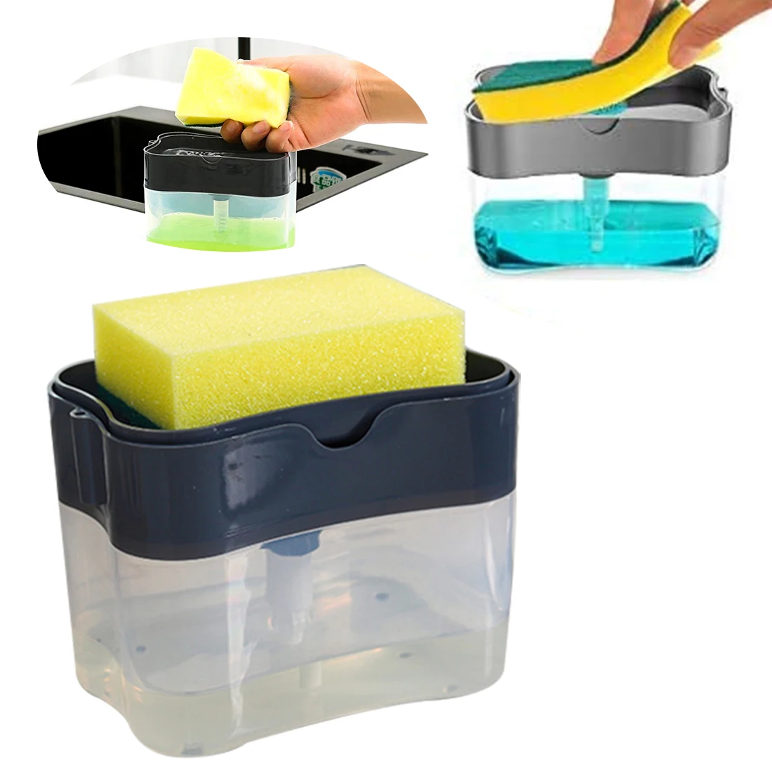 Push-type detergent dispenser kitchen soap box pump organizer with sponge dishwashing kitchen tableware cleaning tool
Push-type detergent dispenser kitchen soap box pump organizer with sponge dishwashing kitchen tableware cleaning tool