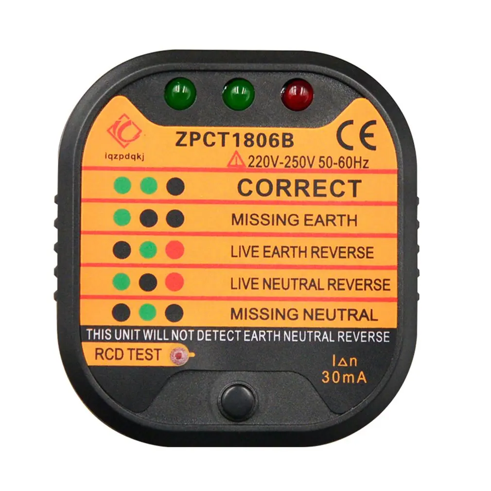ZPCT1806B Outlet Socket Tester Detector Circuit Polariteit Voltage Plug Breaker Eu Ground Zero Lijn Schakelaar Veiligheid
ZPCT1806B Outlet Socket Tester Detector Circuit Polariteit Voltage Plug Breaker Eu Ground Zero Lijn Schakelaar Veiligheid