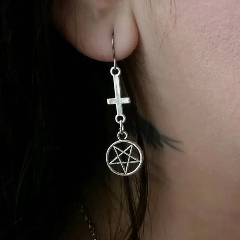 Cute Punk Inverted Cross Pentagram Satanic Gothic Drop Earring Fashion Gift For Women Girl Statement Jewelry
Cute Punk Inverted Cross Pentagram Satanic Gothic Drop Earring Fashion Gift For Women Girl Statement Jewelry