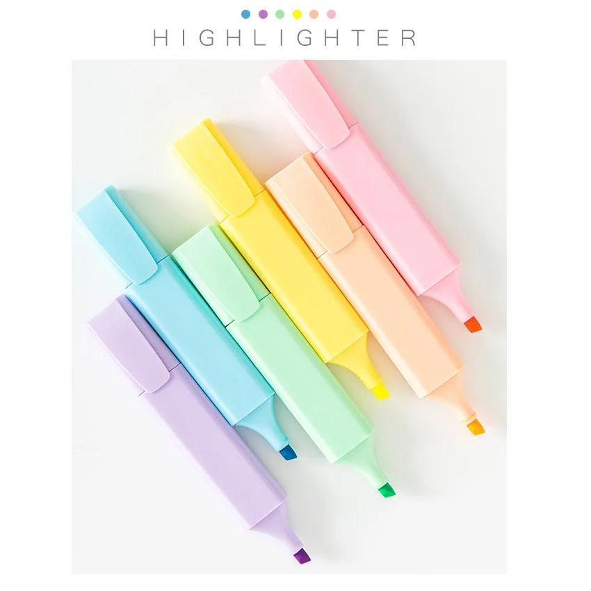 

Neon Pure Color Highlighter Pen Macaron Fluorescent Color Marker Pens for Drawing Highlight Liner Stationery Office School A6020