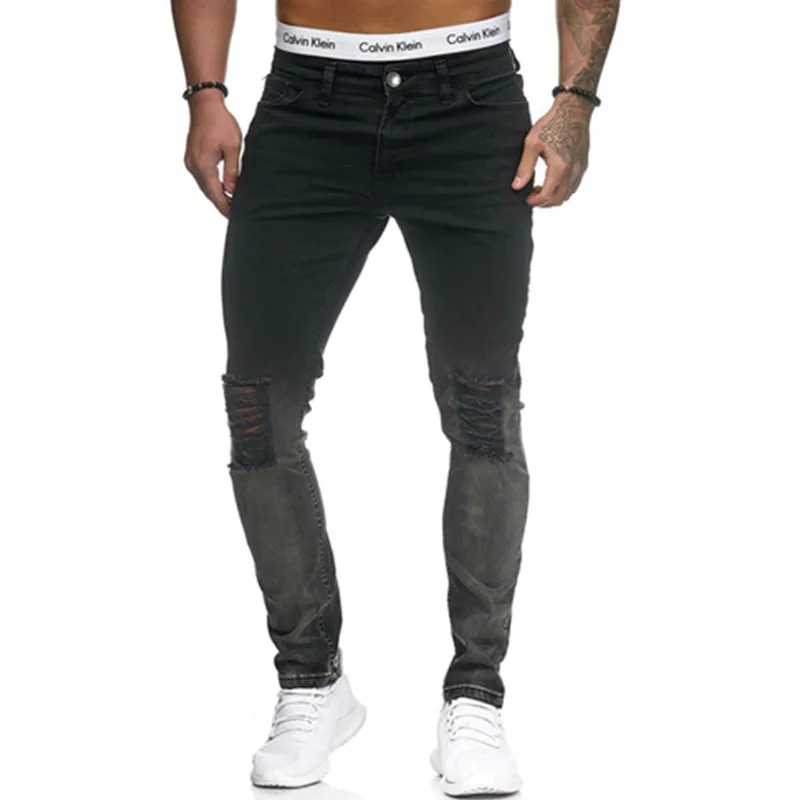 Men Black gradient gray Knee holes jeans Denim Trousers Elastic cowboy Ripped Streetwear Hip hop Casual Joggers skinny Jeans
Men Black gradient gray Knee holes jeans Denim Trousers Elastic cowboy Ripped Streetwear Hip hop Casual Joggers skinny Jeans