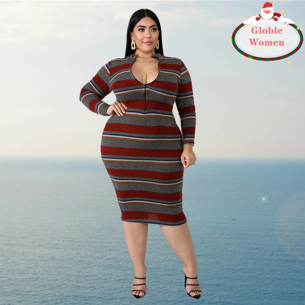 Globle Plus Size Women Clothing 5XL Fall Clothes Striped Print Bodycon Dresses Sexy Streetwear Mini Dress Wholesale Dropshipping
Globle Plus Size Women Clothing 5XL Fall Clothes Striped Print Bodycon Dresses Sexy Streetwear Mini Dress Wholesale Dropshipping