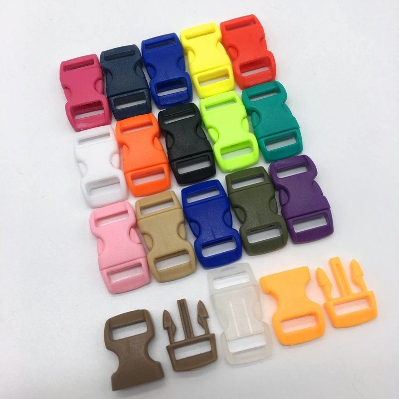 10Pcs 3/8" 10mm Side Release Buckle Curved Parachute 550 Paracord Bracelet DIY Dog Collar Strap Webbing Outdoor Camp 
10Pcs 3/8" 10mm Side Release Buckle Curved Parachute 550 Paracord Bracelet DIY Dog Collar Strap Webbing Outdoor Camp