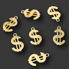 25pcs Gold Plated Money Symbol Pendants Retro Earrings Bracelet Metal Accessories DIY Charms Jewelry Crafts Making 23*14mm A815