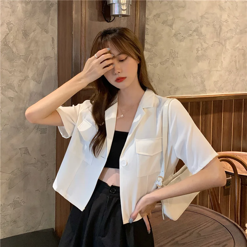 Shirt Women's Summer Thin Design Sense Niche Loose Slimming outside Wear All-Match Short Sleeve Suit Collar Jacket Fashion
Shirt Women's Summer Thin Design Sense Niche Loose Slimming outside Wear All-Match Short Sleeve Suit Collar Jacket Fashion