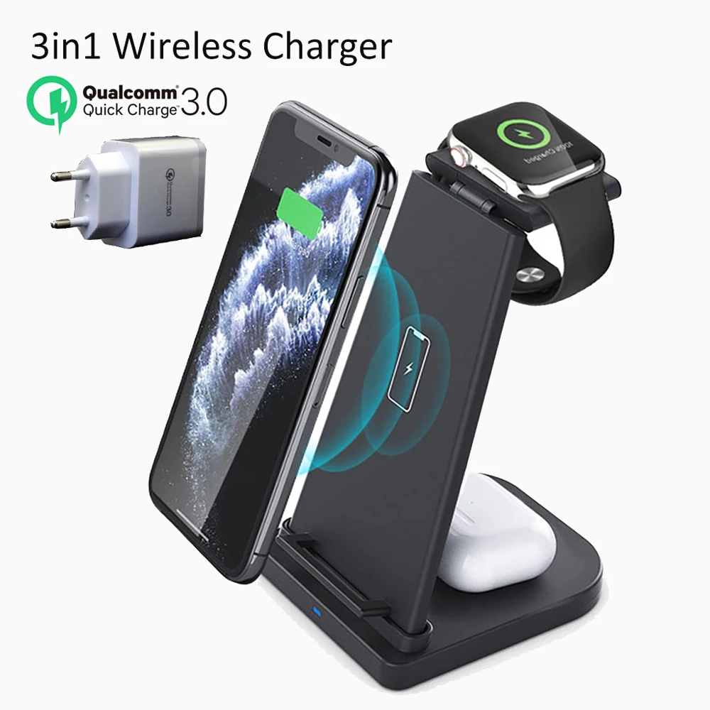 Беспроводное зарядное устройство 3 в 1, 10 Вт, быстрая зарядка для iPhone 11 pro/XR/Xs Max Samsung для Apple Watch 5 4 3 Airpods pro с европейской зарядкой
Беспроводное зарядное устройство 3 в 1, 10 Вт, быстрая зарядка для iPhone 11 pro/XR/Xs Max Samsung для Apple Watch 5 4 3 Airpods pro с европейской зарядкой