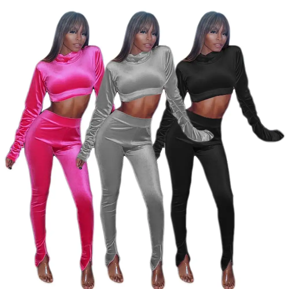 women clothes velvet high-necked navel hoodie elasticated waist trousers outfits women two pieces set
women clothes velvet high-necked navel hoodie elasticated waist trousers outfits women two pieces set