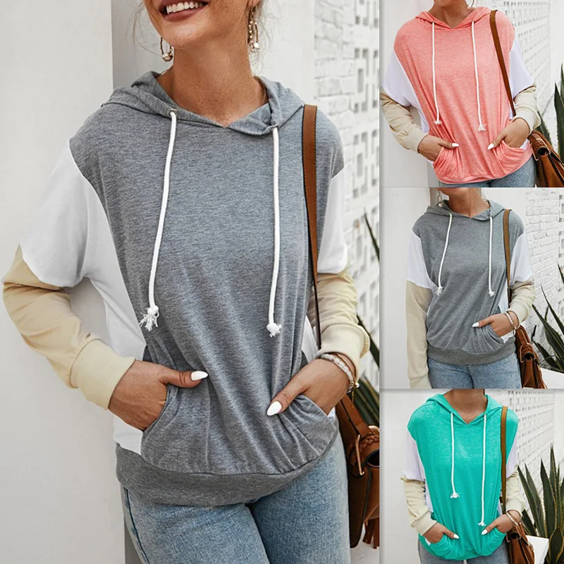 Women's Hoodies Autumn Casual Loose Color Matching Patchwork Long Sleeve Pocket Sweatshirt Winter Female Drawstring Pullovers
Women's Hoodies Autumn Casual Loose Color Matching Patchwork Long Sleeve Pocket Sweatshirt Winter Female Drawstring Pullovers