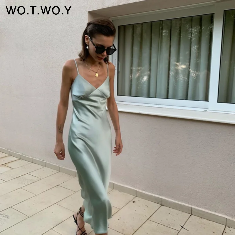 WOTWOY Sexy V-neck Sleeveless Dresses Women Spaghetti Strap Mid-Calf Sheath Party Dresses Femme Clothes Women Summer 2021 New
WOTWOY Sexy V-neck Sleeveless Dresses Women Spaghetti Strap Mid-Calf Sheath Party Dresses Femme Clothes Women Summer 2021 New