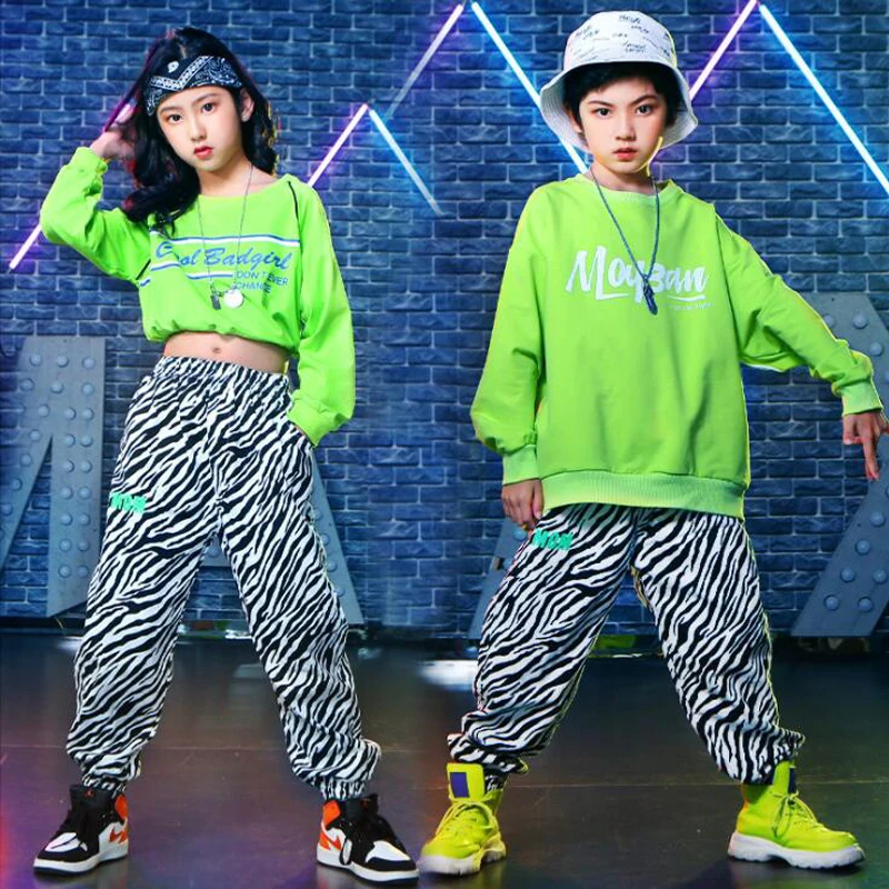 Girls Boys Hip Hop Clothing Oversize Sweatshirt Zebra dancing Running pants Costumes Kids Pop Street Show Dance Wear Clothess
Girls Boys Hip Hop Clothing Oversize Sweatshirt Zebra dancing Running pants Costumes Kids Pop Street Show Dance Wear Clothess