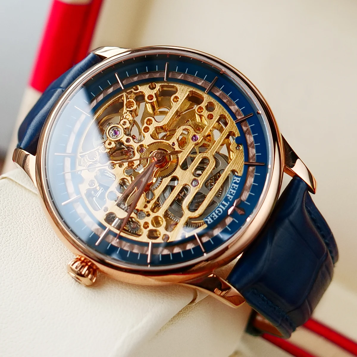 Reef Tiger/RT Skeleton Unique Watch Designs Automatic Watch Leather Strap Rose Gold Ultra Thin Watches For Men RGA1975
Reef Tiger/RT Skeleton Unique Watch Designs Automatic Watch Leather Strap Rose Gold Ultra Thin Watches For Men RGA1975