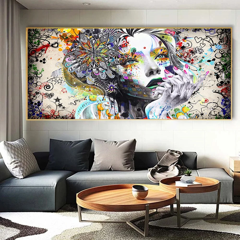 Graffiti Art Love Canvas Painting Abstract Women Head Heart Flowers Poster Print Colorful Heart Wall Picture for Room Home Decor
Graffiti Art Love Canvas Painting Abstract Women Head Heart Flowers Poster Print Colorful Heart Wall Picture for Room Home Decor