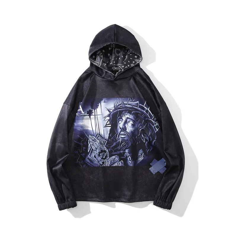 Street hip hop fashion Hoodie men's and women's high street retro gangster printed sports hoodie coat
Street hip hop fashion Hoodie men's and women's high street retro gangster printed sports hoodie coat