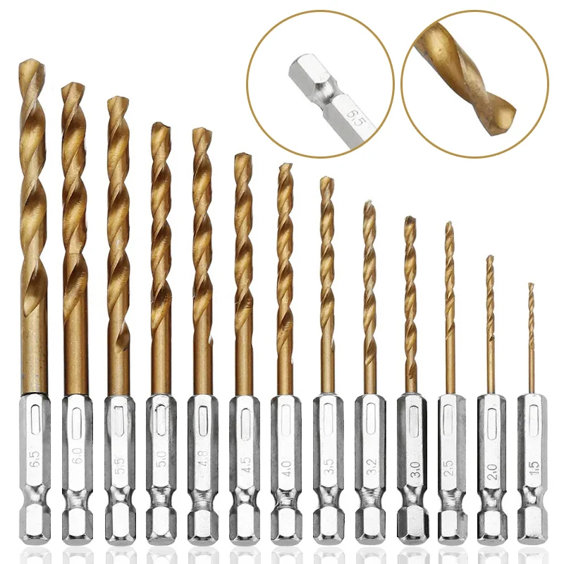 Набор сверл из быстрорежущей стали с титановым покрытием, 13 шт., набор сверл с шестигранным хвостовиком 1/4-1,5 мм, с шестигранной ручкой, спира...
Набор сверл из быстрорежущей стали с титановым покрытием, 13 шт., набор сверл с шестигранным хвостовиком 1/4-1,5 мм, с шестигранной ручкой, спира...