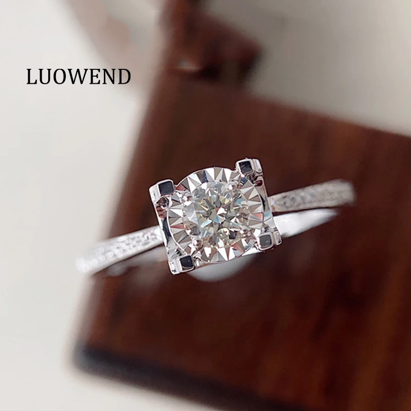 LUOWEND 18K Белое Золото (AU750) обручальное кольцо с бриллиантом модные золотые кольца элегантные для женщин обручальное кольцо Вечность 
LUOWEND 18K Белое Золото (AU750) обручальное кольцо с бриллиантом модные золотые кольца элегантные для женщин обручальное кольцо Вечность