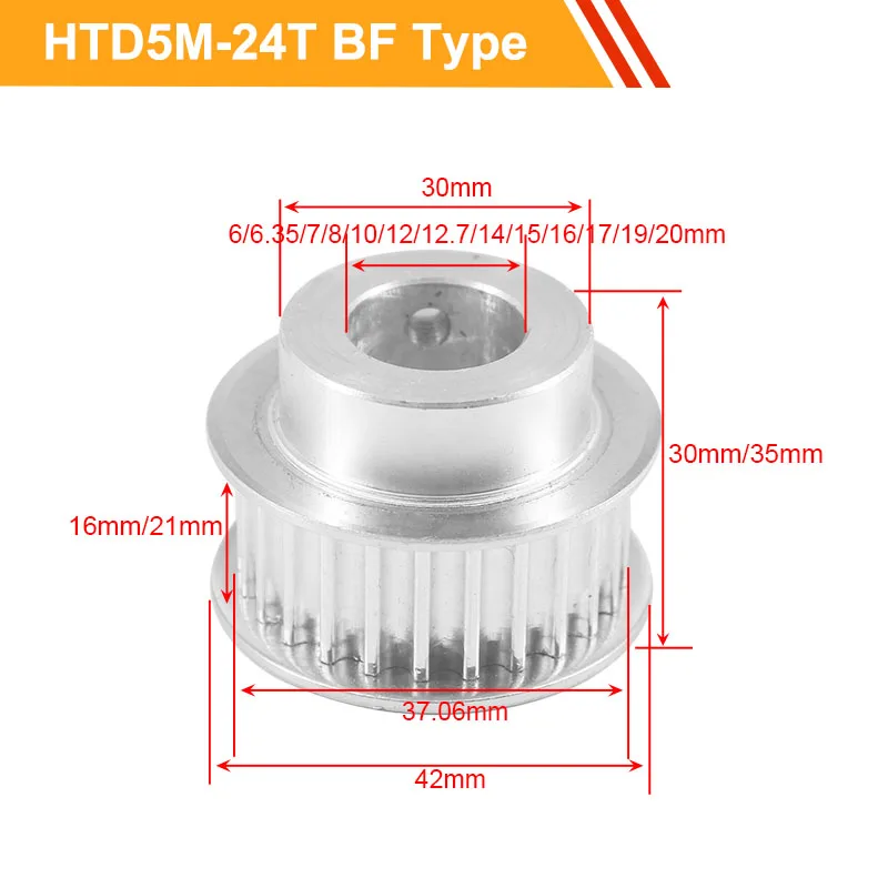 HTD5M Timing Belt Pulley 5M-24T Toothed Pulley Wheel 16mm/21mm Belt Width 6/6.35/8/10/12/19/20mm Bore Timing Pulley
HTD5M Timing Belt Pulley 5M-24T Toothed Pulley Wheel 16mm/21mm Belt Width 6/6.35/8/10/12/19/20mm Bore Timing Pulley