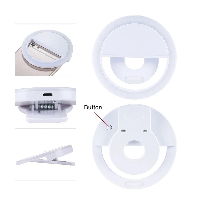 USB Charge Portable Mini Selfie LED Ring Flash Fill Light Adjustable Brightness Household Camera Photography Ring Light Lamps 
USB Charge Portable Mini Selfie LED Ring Flash Fill Light Adjustable Brightness Household Camera Photography Ring Light Lamps