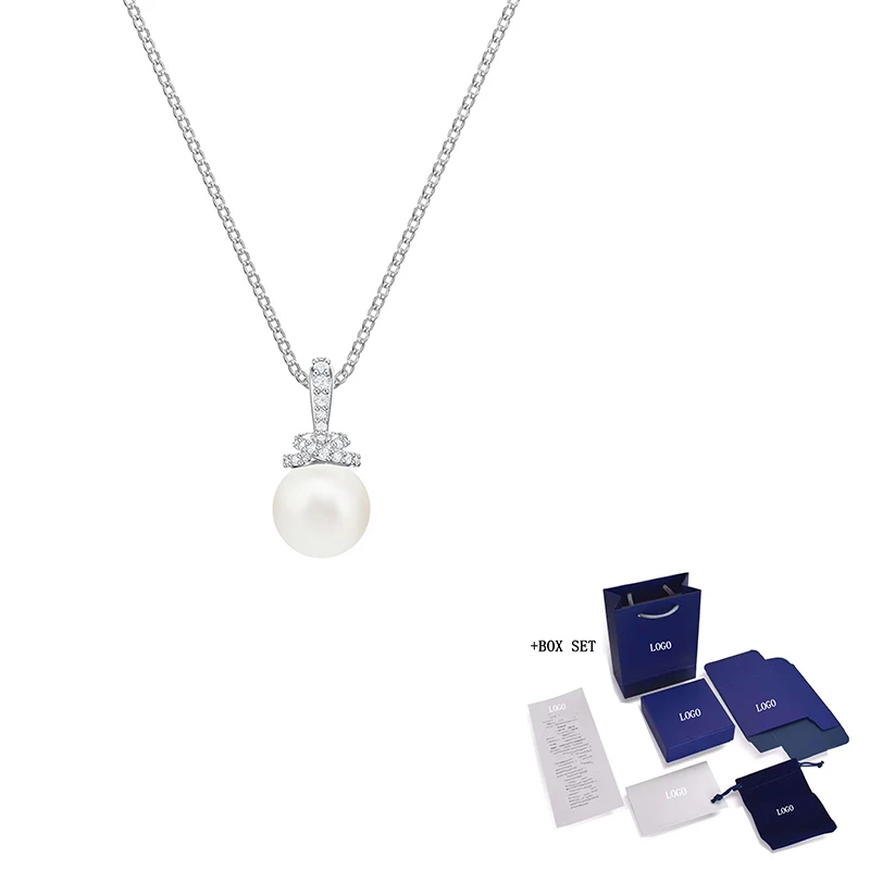 SWA high-quality new platinum pendant necklace and brilliant glory crystal pearl couple romantic exquisite high-end jewelry 
SWA high-quality new platinum pendant necklace and brilliant glory crystal pearl couple romantic exquisite high-end jewelry
