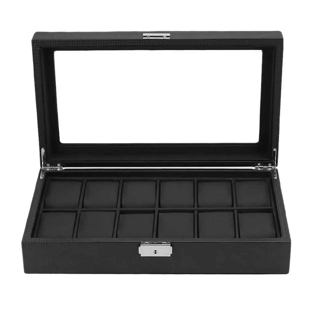 12 Grids Watch Box Black Carbon Fiber Outer PU Leather With Pillow Watch Case Storage Organizer Wristwatch Holder Diaplay
12 Grids Watch Box Black Carbon Fiber Outer PU Leather With Pillow Watch Case Storage Organizer Wristwatch Holder Diaplay