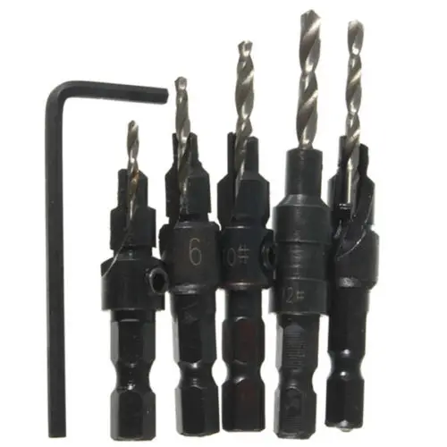 5pcs Countersink Drill Woodworking Drill Bit Set Drilling Pilot Holes For Screw Sizes #5 #6 #8 #10 #12
5pcs Countersink Drill Woodworking Drill Bit Set Drilling Pilot Holes For Screw Sizes #5 #6 #8 #10 #12