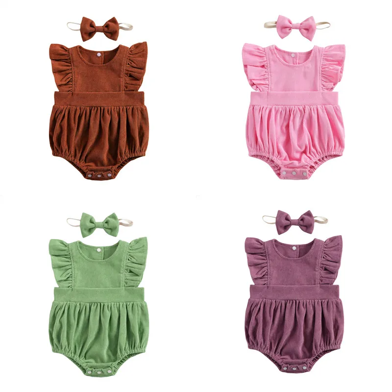 2021 Summer 0-24M Newborn Baby Girls 2pcs Outfit Set Fly Sleeve Solid Bodysuit + Headband Set Toddler Corduroy Outfit Set
2021 Summer 0-24M Newborn Baby Girls 2pcs Outfit Set Fly Sleeve Solid Bodysuit + Headband Set Toddler Corduroy Outfit Set