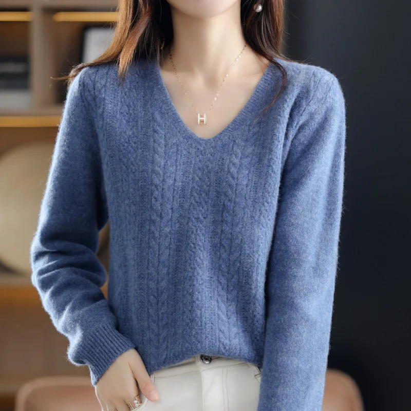 Cashmere sweater ladies V-neck pullover 2021autumn / winter slim-fit knit tops Korean large size female jacket Long sleeve
Cashmere sweater ladies V-neck pullover 2021autumn / winter slim-fit knit tops Korean large size female jacket Long sleeve