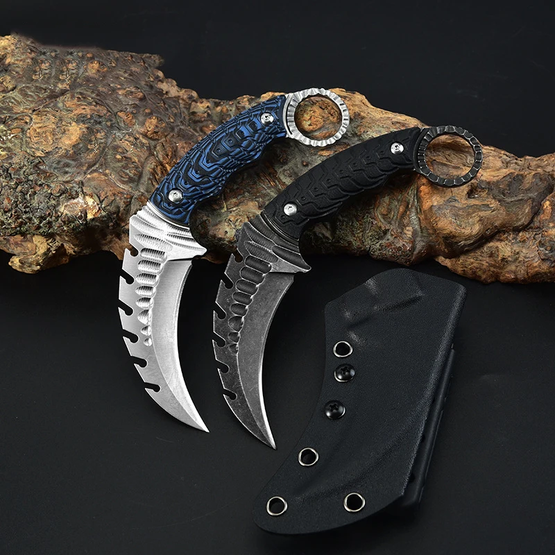 D2 Steel Karambit Knife Claw Knife High Hardness Stone Wash Fixed Blade Tactical Survival Knife Non-slip G10 Handle + K Sheath
D2 Steel Karambit Knife Claw Knife High Hardness Stone Wash Fixed Blade Tactical Survival Knife Non-slip G10 Handle + K Sheath