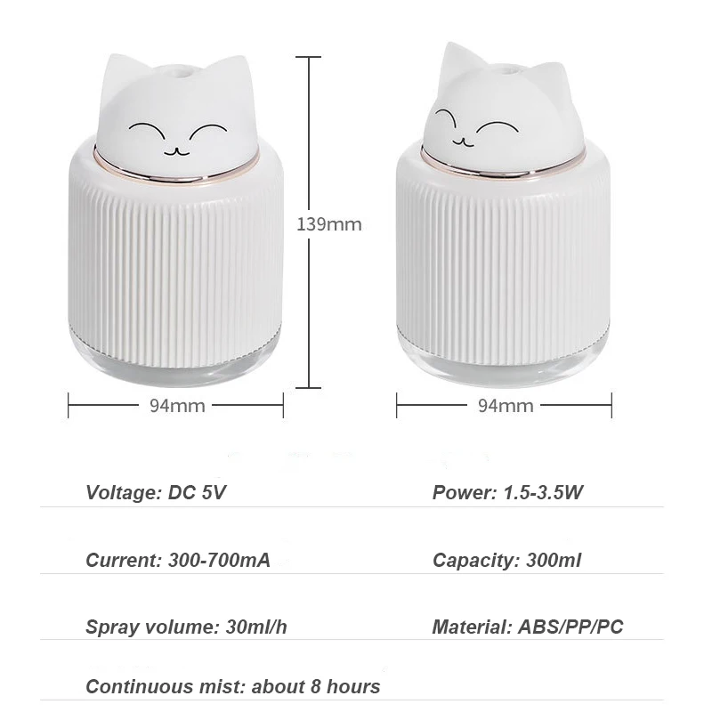 Mini Air Diffuser Cut Pet Humidifier Portable Aroma Diffuser New 300ML Car Air Freshener Fogger With Warm Night Light For Office
Mini Air Diffuser Cut Pet Humidifier Portable Aroma Diffuser New 300ML Car Air Freshener Fogger With Warm Night Light For Office