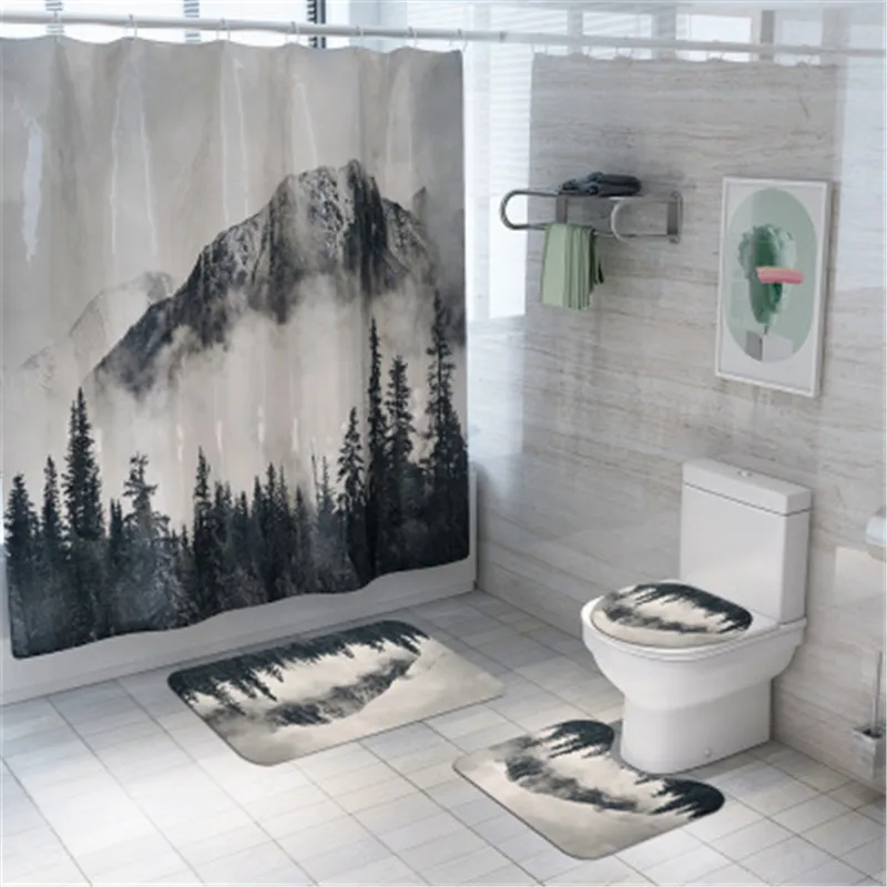 4Pcs/set Bathroom Mat Set Non-slip Mountain Scenery Bath Mat Coral Fleece Shower Curtain Floor Mat Washable Bathroom Toilet Rug
4Pcs/set Bathroom Mat Set Non-slip Mountain Scenery Bath Mat Coral Fleece Shower Curtain Floor Mat Washable Bathroom Toilet Rug