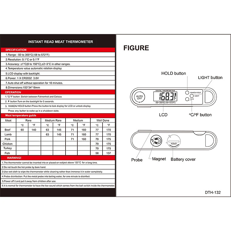 Fold Digital Kitchen Thermometer for Oven Beer Meat Cooking Food Probe BBQ Electronic Thermometer Household Kitchen Tools
Fold Digital Kitchen Thermometer for Oven Beer Meat Cooking Food Probe BBQ Electronic Thermometer Household Kitchen Tools