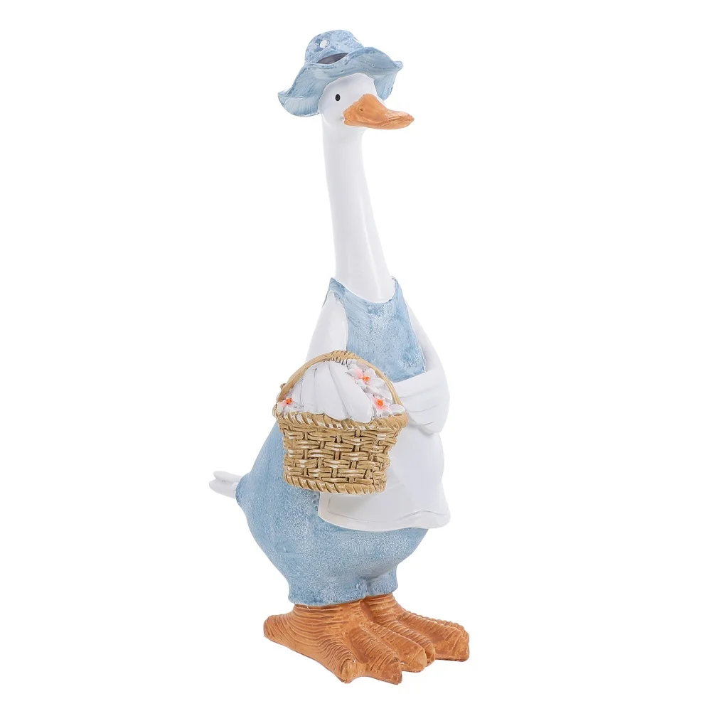 Resin Duck with Floral Basket Figure Sculpture Desktop Decor Housewarming Gift 
Resin Duck with Floral Basket Figure Sculpture Desktop Decor Housewarming Gift