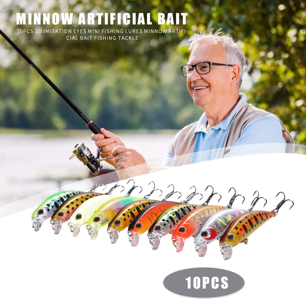10pcs 3D Imitation Eyes Mini Fishing Lures Minnow Artificial Bait Lure Crankbaits Wobbler Fishing Tackle Accessories
10pcs 3D Imitation Eyes Mini Fishing Lures Minnow Artificial Bait Lure Crankbaits Wobbler Fishing Tackle Accessories