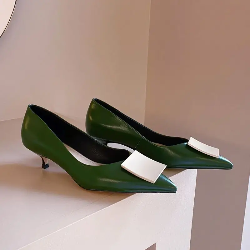 ALLBITEFO soft genuine leather women high heel shoes spring fashion Metal decoration women heels shoes girls kitten heels 
ALLBITEFO soft genuine leather women high heel shoes spring fashion Metal decoration women heels shoes girls kitten heels