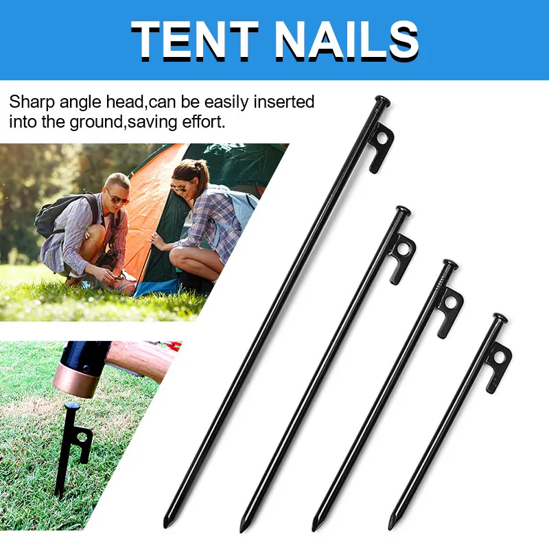 20/25/30CM Tent Nail Durable High Strength Steel With Hole Black Ground Stakes For Outdoor Camping Hiking Tent Awning Trip
20/25/30CM Tent Nail Durable High Strength Steel With Hole Black Ground Stakes For Outdoor Camping Hiking Tent Awning Trip